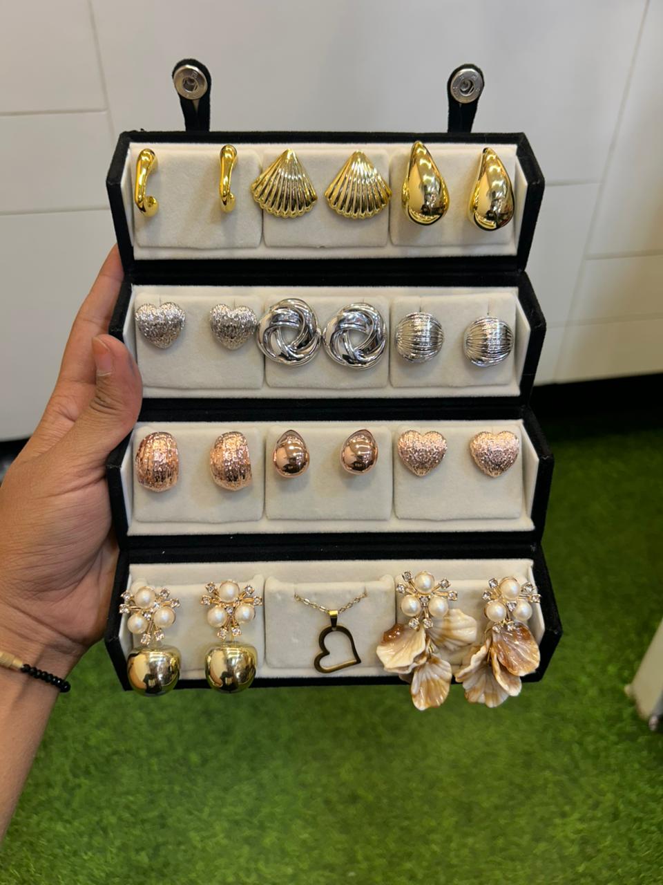 🌸 Ethnic Elegance Jhumka Set (12 Pairs)