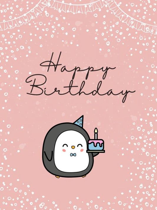 Cute Birthday Greeting Card – Penguin Theme