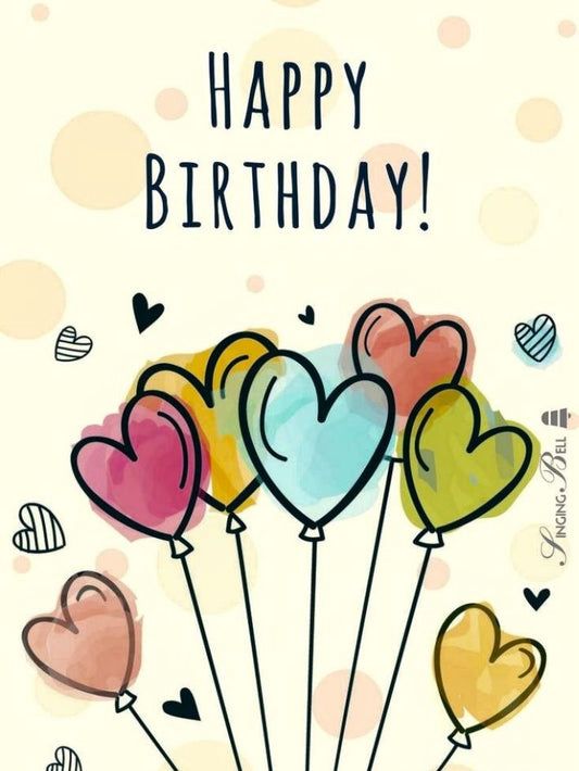 Colorful Heart Balloons Birthday Greeting Card
