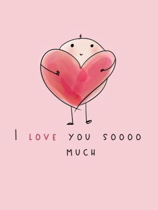 Cute Love Greeting Card – “I Love You So Much” Heart Theme