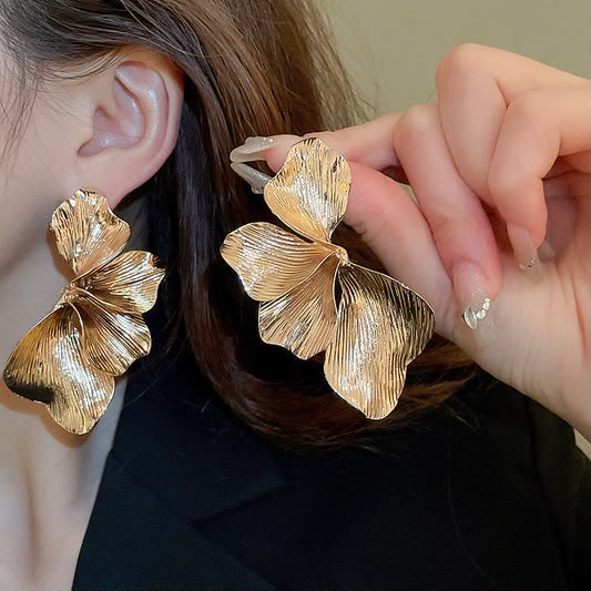 Golden Ginkgo Leaf Earrings