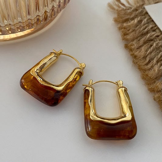 Amber Glow Hoop Earrings