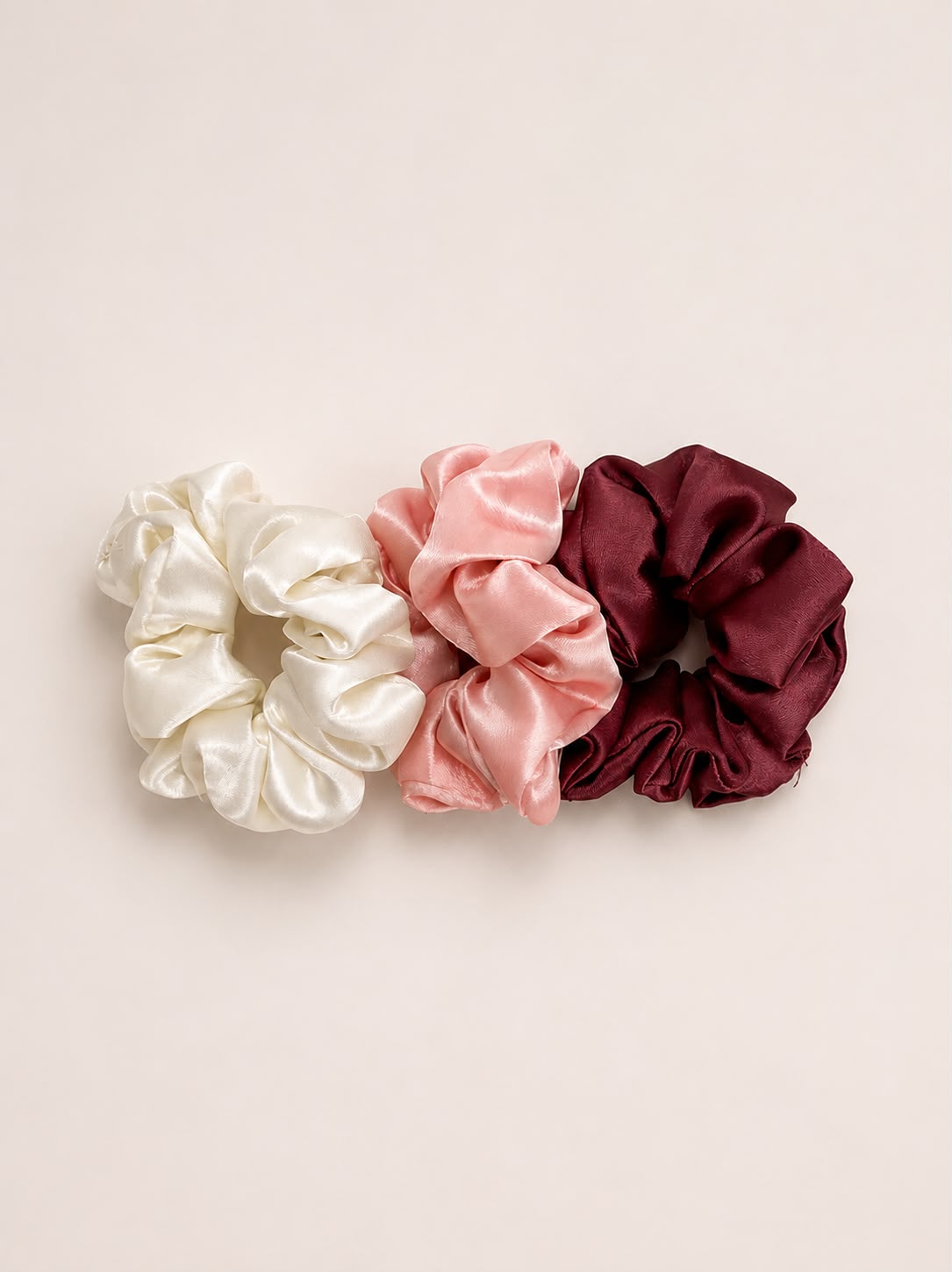 🌸 Blush Elegance Satin Scrunchie Set 💖