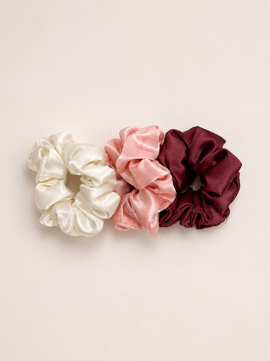 🌸 Blush Elegance Satin Scrunchie Set 💖