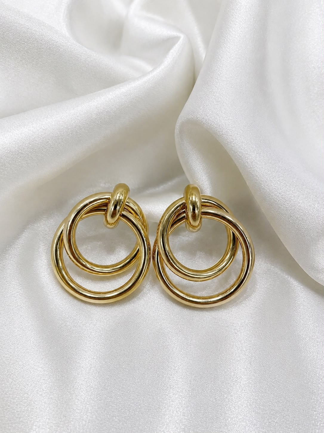 Golden Trio Circle Earrings