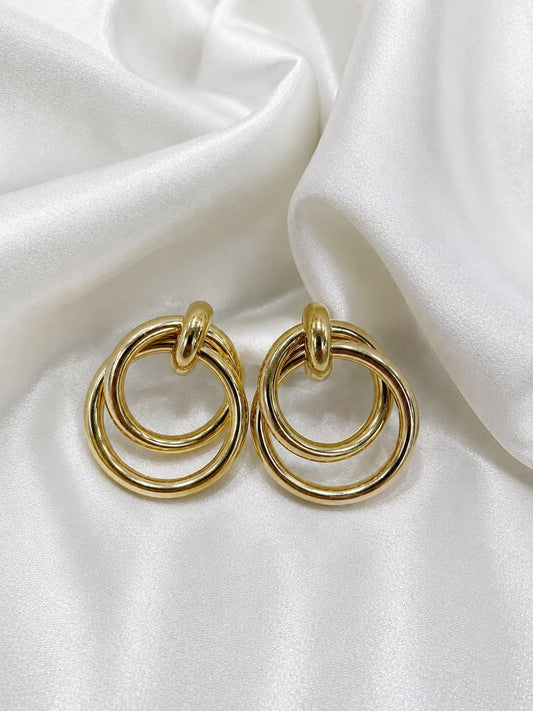 Golden Trio Circle Earrings