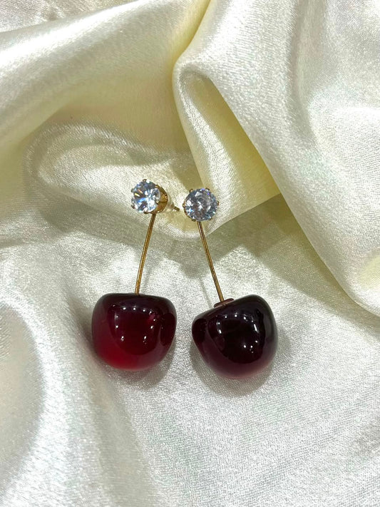Crystal Cherry Drop Earrings